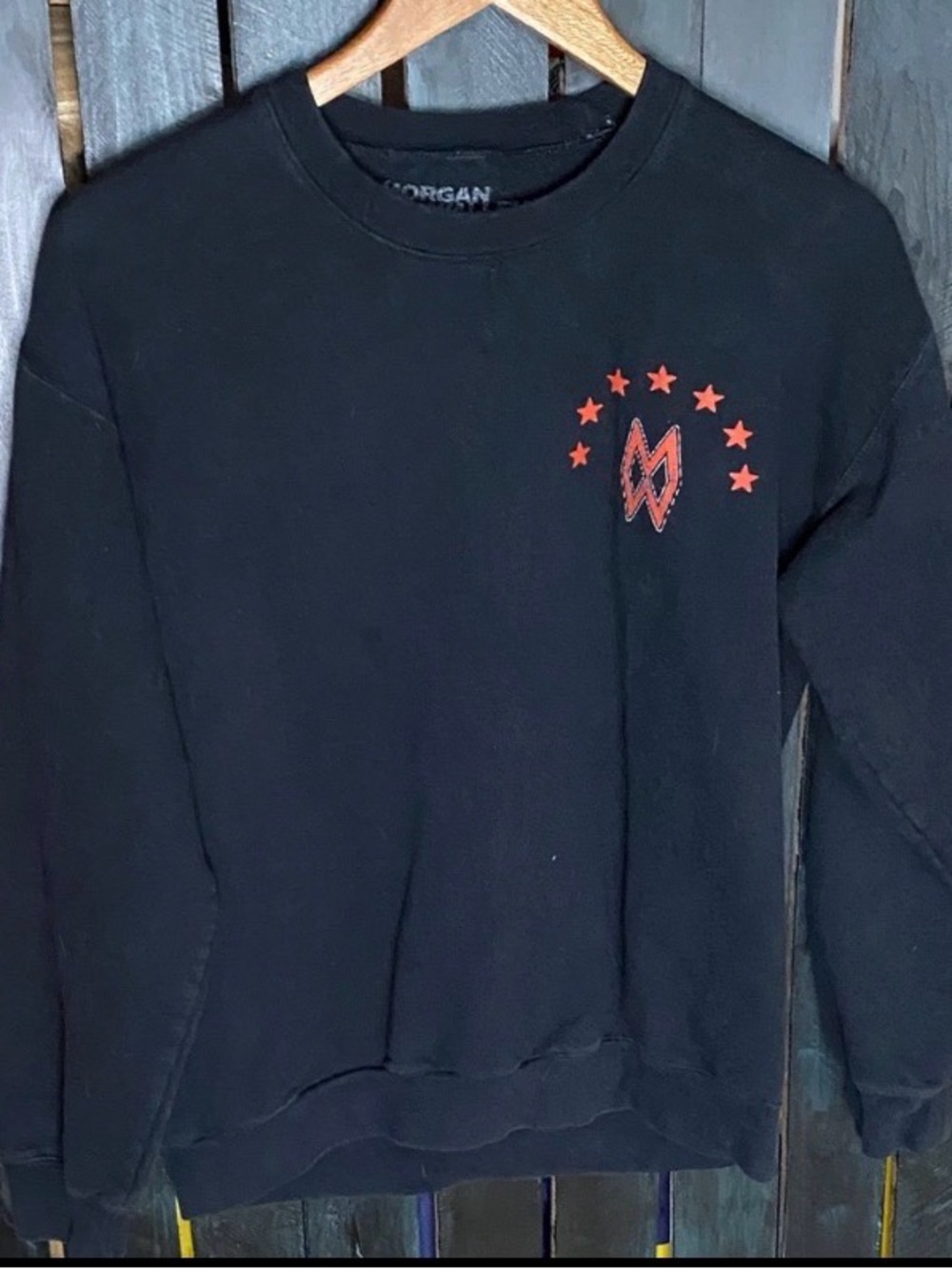Morgan Wallen 2024 Men's Black crewneck Sweatshirt with Red Logo medium